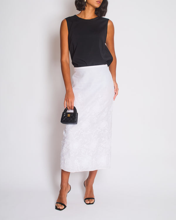 Valentino White Floral Embroidered Maxi Skirt Size IT 42 (UK 10) RRP £2,800