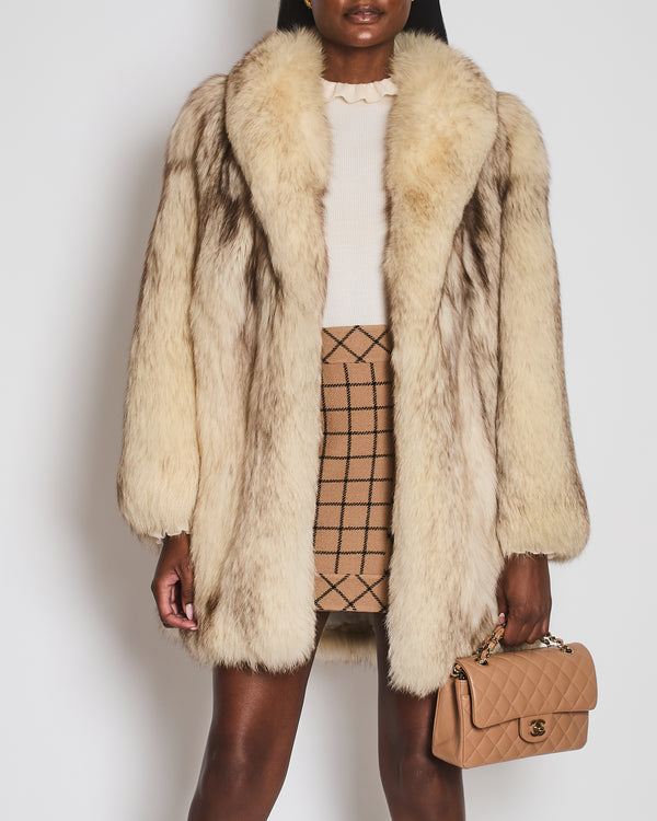 *HOT* Silver Fox  Real Fur Long Sleeve Coat Size IT 44 (UK 12)