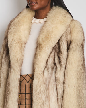 *HOT* Silver Fox  Real Fur Long Sleeve Coat Size IT 44 (UK 12)