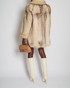 *HOT* Silver Fox  Real Fur Long Sleeve Coat Size IT 44 (UK 12)