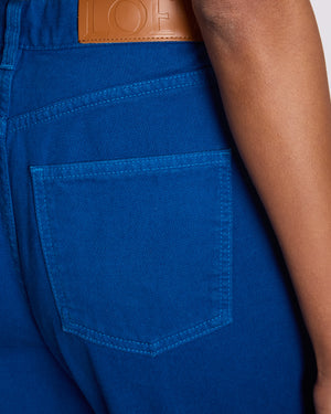 Loewe Electric Blue Denim Flared Jeans with Stitched Logo Detail Size FR 40 (UK 12)