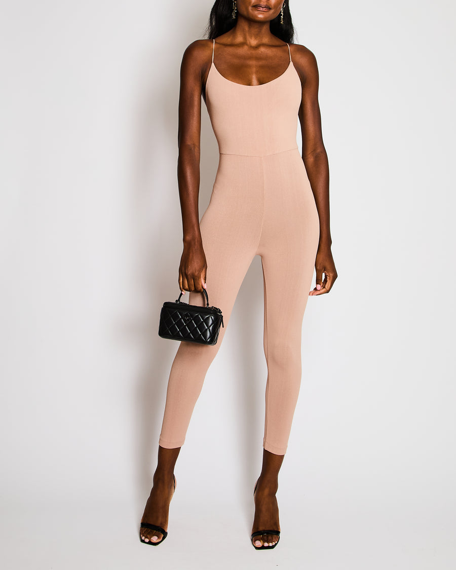 Valentino Light Pink Spandex Spaghetti Strap Full Leg Bodysuit Size XS (UK 4)