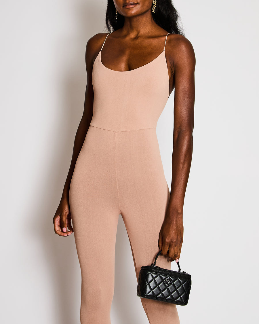 Valentino Light Pink Spandex Spaghetti Strap Full Leg Bodysuit Size XS (UK 4)