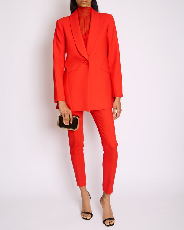 *CURRENT SEASON* Carolina Herrera Red Three Piece Trousers, Jacket and Blouse Set Size US 0 (UK 4)