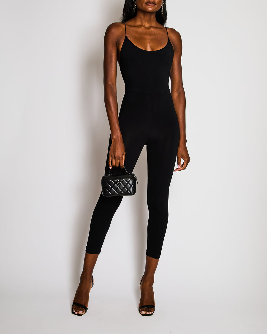 Valentino Black Spandex Spaghetti Strap Full Leg Bodysuit Size XS (UK 4)