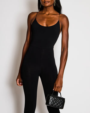 Valentino Black Spandex Spaghetti Strap Full Leg Bodysuit Size XS (UK 4)