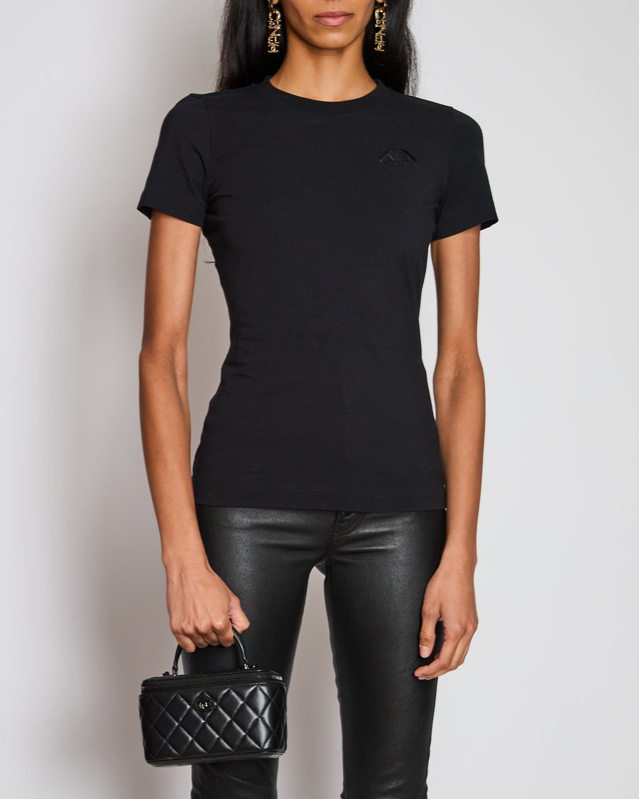 Alexander McQueen Black Cotton Round Collar T-Shirt with Logo Size IT 38 (UK 6)