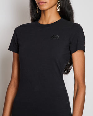 Alexander McQueen Black Cotton Round Collar T-Shirt with Logo Size IT 38 (UK 6)