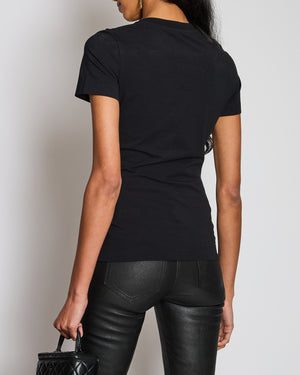 Alexander McQueen Black Cotton Round Collar T-Shirt with Logo Size IT 38 (UK 6)