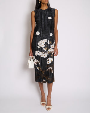 Erdem S25 Black and White Floral Pleated Midi Dress Size UK 4 (FR 32) RRP £1215