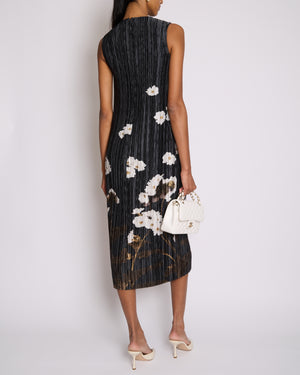Erdem S25 Black and White Floral Pleated Midi Dress Size UK 4 (FR 32) RRP £1215