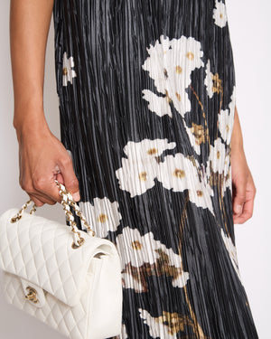 Erdem S25 Black and White Floral Pleated Midi Dress Size UK 4 (FR 32) RRP £1215