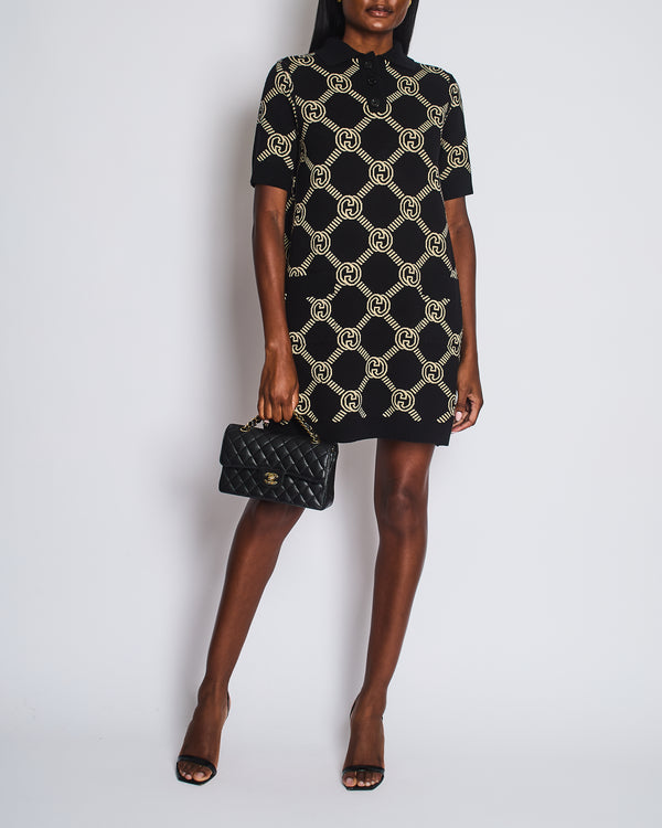 Gucci Beige, Black and Red Reversible GG Monogram Reversible Mini Dress Size S (UK 8)