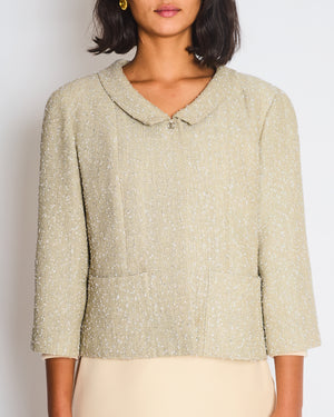 Chanel 99P Cream with Silver Thread Tweed Jacket Size FR 42 (UK 14)