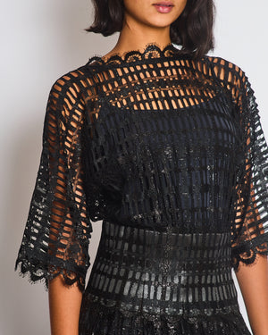 Chanel Black Iridescent Lace Dress With Concealed Zip Closure At Front Size FR 38 (UK 10)