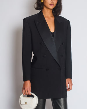 Saint Laurent Black Blazer with Satin Lapel and Cuff Buttons FR 40 (UK 12)