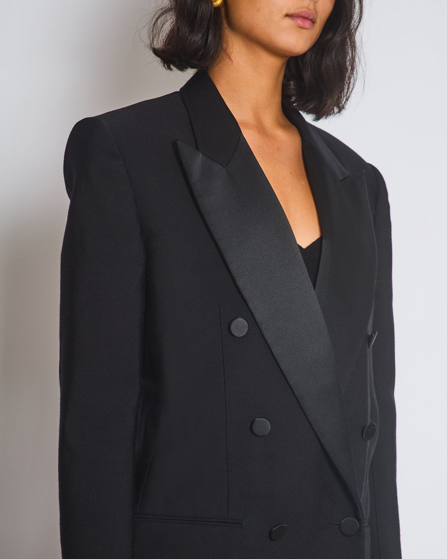 Saint Laurent Black Blazer with Satin Lapel and Cuff Buttons FR 40 (UK 12)