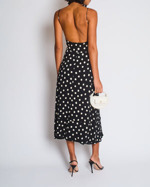 Saint Laurent Black and White Polka Dot Midi Dress with Cut Out Detail Size FR 34 (UK 6) RRP £2,150
