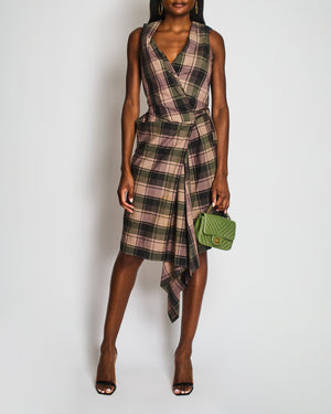 Vivienne Westwood Purple and Green Tartan Midi Dress with Belt Detail Size IT 42 (UK 10)