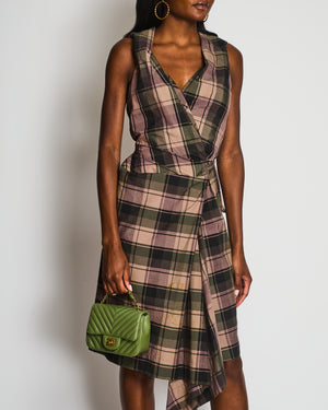 Vivienne Westwood Purple and Green Tartan Midi Dress with Belt Detail Size IT 42 (UK 10)