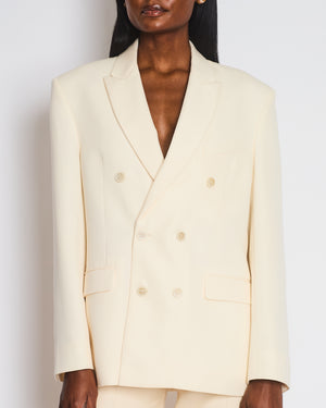 Wardrobe NYC Cream Double Breasted Blazer Jacket Size S (UK 8)