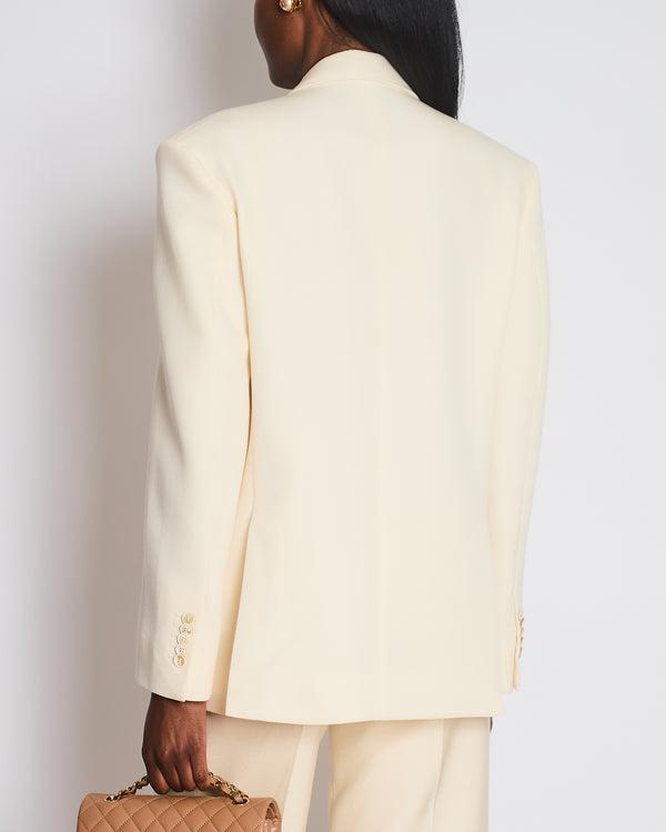 Wardrobe NYC Cream Double Breasted Blazer Jacket Size S (UK 8)