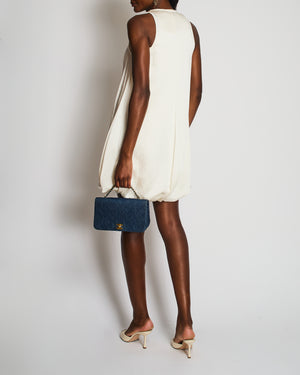 Valentino Satin White Two-Tone Sleeveless Double Layer Midi Dress Size IT 36 (UK 4)