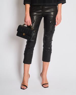Chanel FW/2010 Black Leather Camellia Leather Pants Size FR 36 (UK 8) RRP: £4,170