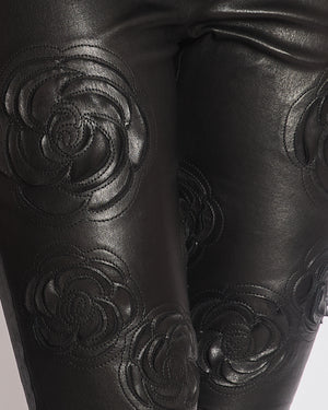 Chanel FW/2010 Black Leather Camellia Leather Pants Size FR 36 (UK 8) RRP: £4,170