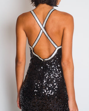 Dolce & Gabbana Exclusive Black Sequin Midi Dress with Embellished Strap Detail Size IT 48 (UK 16)