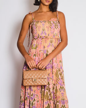 Zimmermann Pink Floral Strap Floral Midi Dress Size 4 (UK 16)