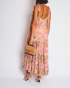 Zimmermann Pink Floral Strap Floral Midi Dress Size 4 (UK 16)
