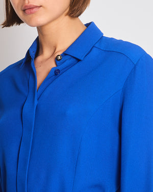 Versace Electric Blue Shirt Dress with Medusa Buckle Belt Size IT 42 (UK 10)