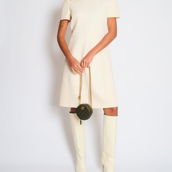 Prada Cream Short Sleeve Midi Dress with Pocket Detail Size IT 44
