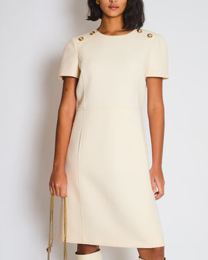 Prada Cream Short Sleeve Midi Dress with Pocket Detail Size IT 44 (UK 12)