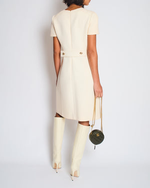 Prada Cream Short Sleeve Midi Dress with Pocket Detail Size IT 44 (UK 12)