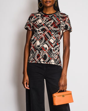 Hermès En Desordre et Chaines Black, Red, and Cream Chain T-Shirt Size FR 40 (UK 12)