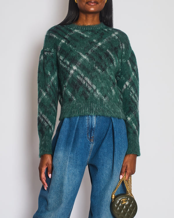Christian Dior Forest Green Checkered Mohair Jumper Size FR 38 (UK 10)