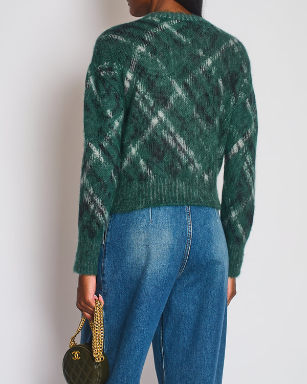 Christian Dior Forest Green Checkered Mohair Jumper Size FR 38 (UK 10)