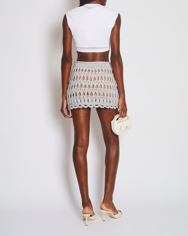 Chanel 25C Grey Chunky Crochet Mini Skirt FR 36 (UK 8)