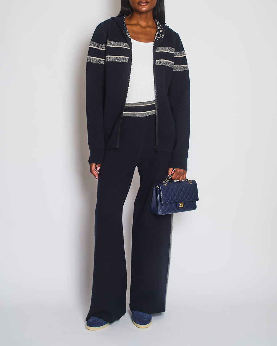 Christian Dior Navy Cashmere Reversible Monogram Zip-Up Jumper FR 42 (UK 14)