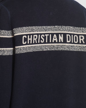 Christian Dior Navy Cashmere Reversible Monogram Zip-Up Jumper FR 42 (UK 14)