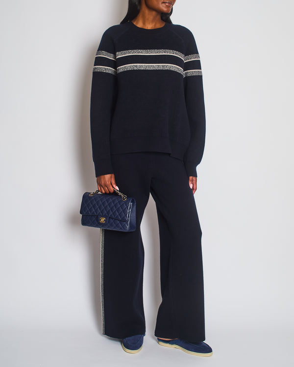 Christian Dior Navy Reversible Logo Jumper with Oblique Print Detail Size FR 40 (UK 12)