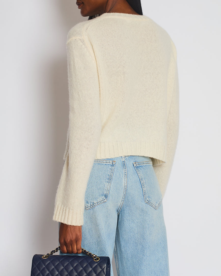 Christian Dior Cream "Miss Dior" Cashmere Long Sleeve Jumper Size FR 40 (UK 12)