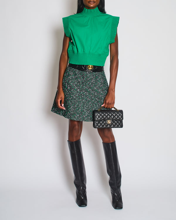 Louis Vuitton Green Sleeveless Top with Logo Tie Detail Size FR 38 (UK 10)