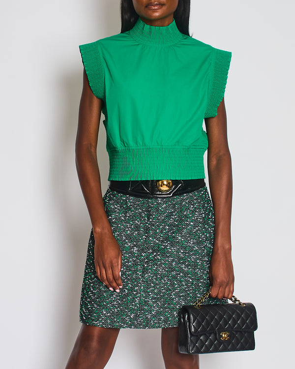 Louis Vuitton Green Sleeveless Top with Logo Tie Detail Size FR 38 (UK 10)