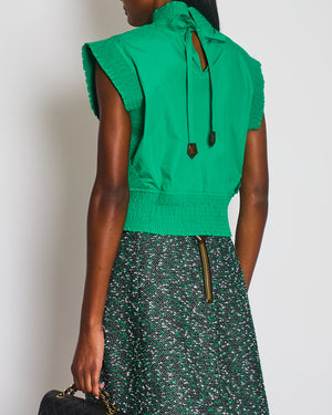 Louis Vuitton Green Sleeveless Top with Logo Tie Detail Size FR 38 (UK 10)