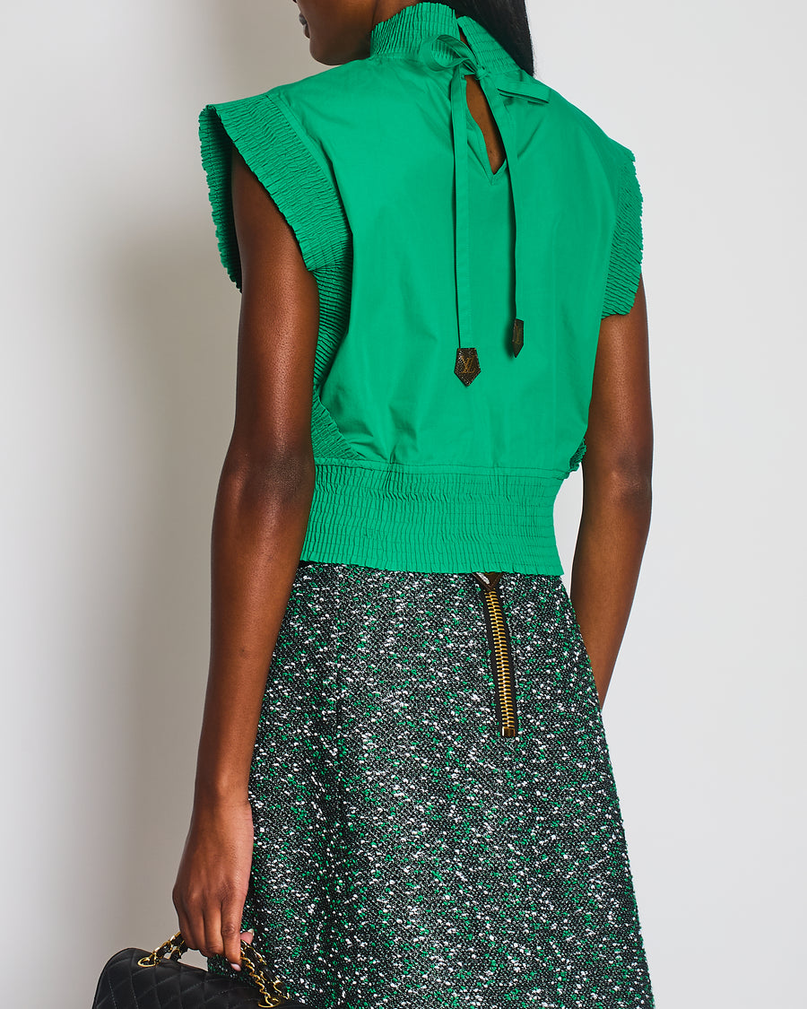 Louis Vuitton Green Sleeveless Top with Logo Tie Detail Size FR 38 (UK 10)
