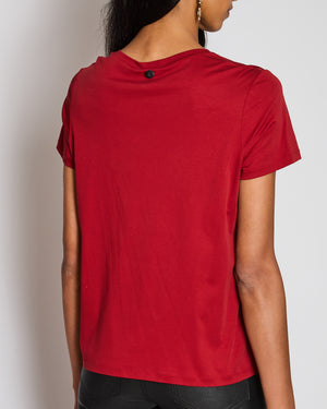 Chanel Red "Gabrielle Chanel" Logo T-Shirt Size FR 40 (UK 12)