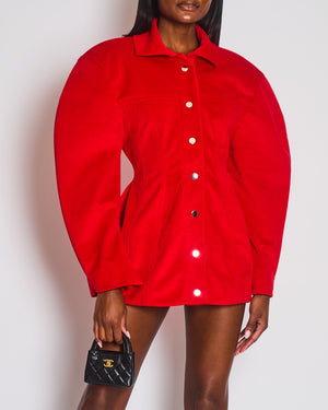 THEUNIESSEN Red "La Robe Karla" Structured Velvet Dress Size M (UK 10)